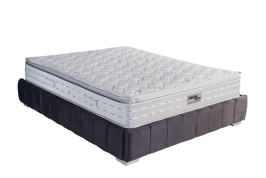 5603 Comfort Silvercare Hyper Soft HR Pillowtop High Pocket — Πλάγια όψη: λευκή καπιτονέ επιφάνεια σε στρώμα επάνω σε σκούρα υφασμάτινη βάση. Αίσθηση: μαλακή. Ανατομικό στρώμα.