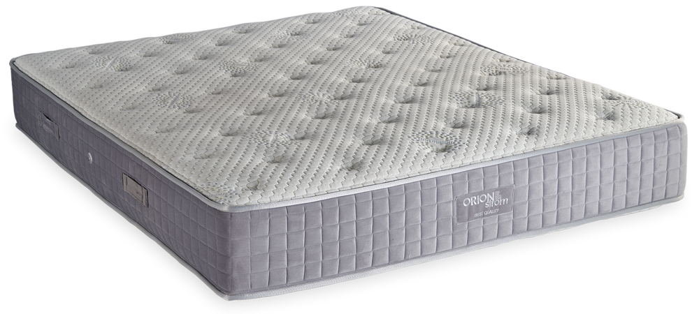 606 Comfort Meditation Cotton Afrolatex Plus Pocket — Πλάγια όψη: λευκή ανάγλυφη καπιτονέ επιφάνεια και γκρι πλαϊνό ύφασμα με κάθετες ραφές. Αίσθηση: μέτρια. Ανατομικό στρώμα.