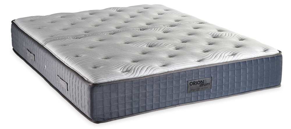 636 Comfort Bio Thermo Cotton Cool Max Hyper Soft Extra Latex Orion Zone Pocket — Πλάγια όψη: λευκή ανάγλυφη καπιτονέ επιφάνεια και γκρι πλαϊνό ύφασμα με κάθετες ραφές. Αίσθηση: μέτρια. Ανατομικό στρώμα.