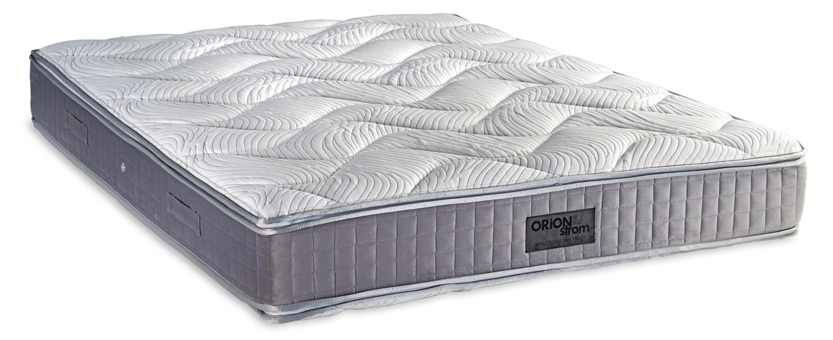 7003 Filoxenia Hypnos Easy Clean HR Pocket — Πλάγια όψη: λευκή επιφάνεια με βαθύ καπιτονέ και γκρι πλαϊνή φάσα με κάθετες ραφές. Αίσθηση: μέτρια. Ανατομικό στρώμα.