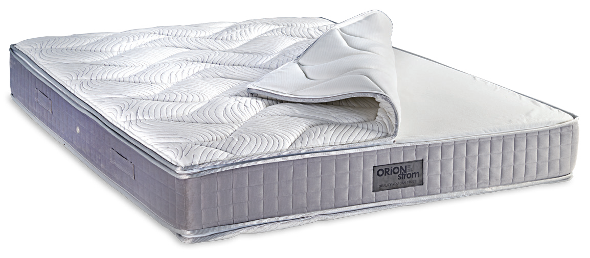 7003 Filoxenia Hypnos Easy Clean HR Pocket — Εναλλακτική όψη: λευκό καπιτονέ κάλυμμα με ανασηκωμένη γωνία που αποκαλύπτει το εσωτερικό. Αίσθηση: μέτρια. Ανατομικό στρώμα.