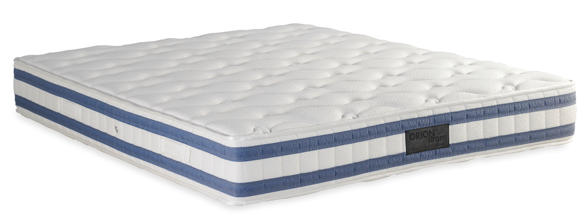 7013 Filoxenia Energy Hyper Soft High Pocket — Πλάγια όψη: λευκή καπιτονέ επιφάνεια και μπλε οριζόντιες λωρίδες στα πλαϊνά. Αίσθηση: μαλακή. Ανατομικό στρώμα.