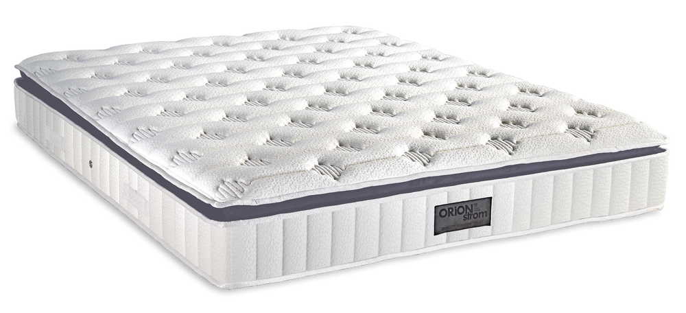 863 Filoxenia Energy Special Hyper Soft Plus G-Pillowtop — Angled view: white quilted surface and dark-grey edging above a vertically stitched white border. Feel: medium-soft. Orthopaedic mattress.