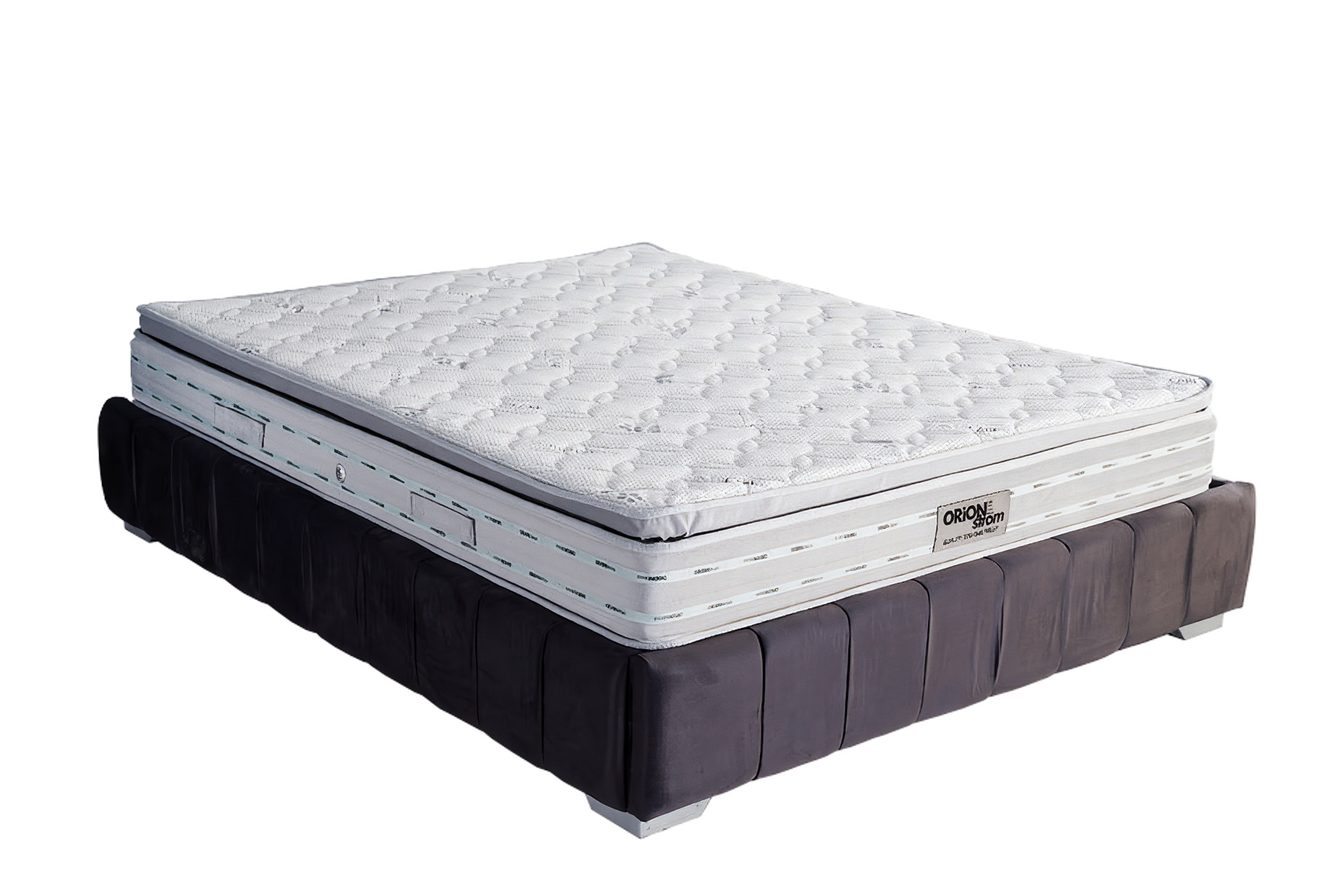 5601 Comfort Silvercare Extra Plus G-Pillowtop — Κοντινή λεπτομέρεια: λευκή καπιτονέ επιφάνεια.