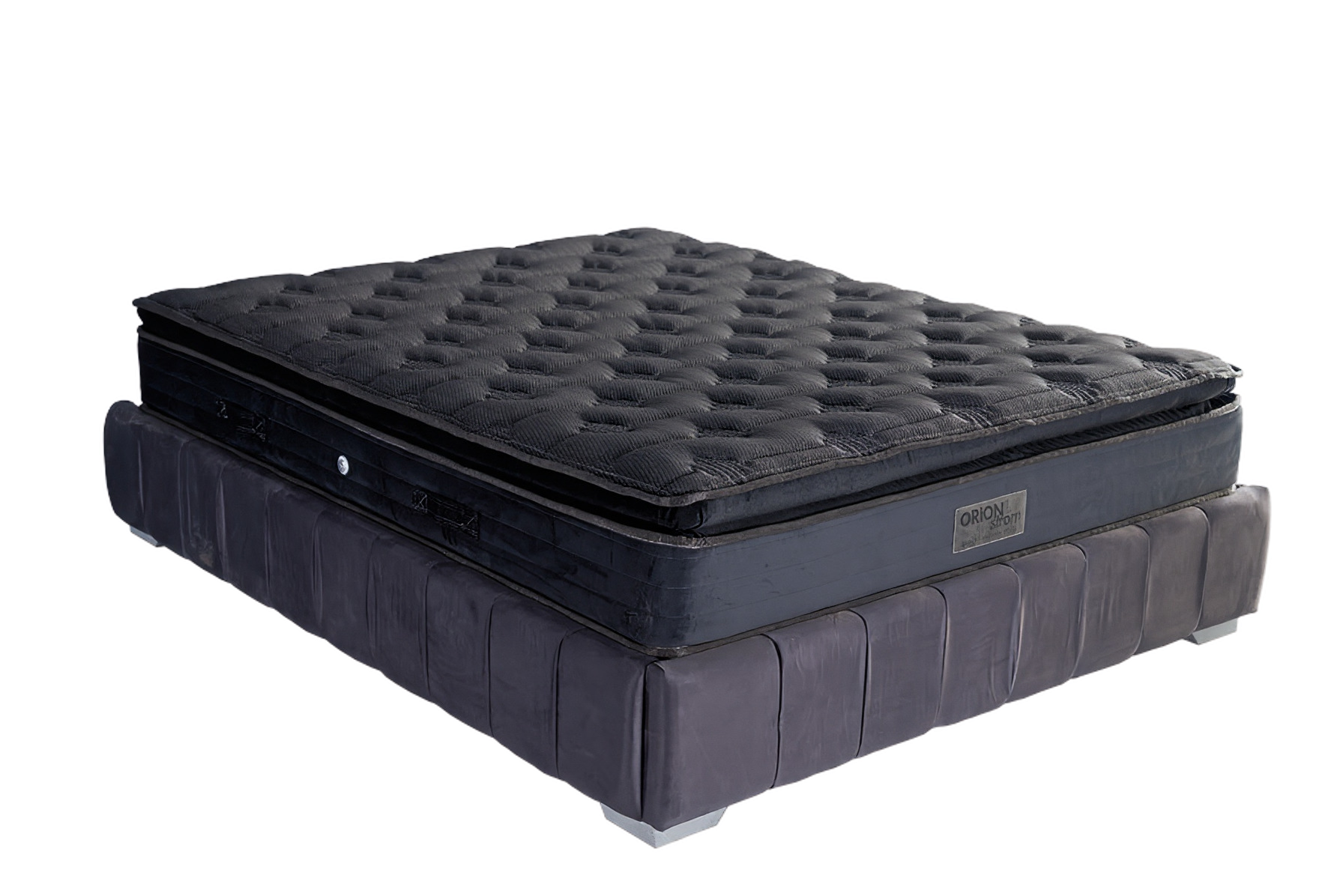 7606 Filoxenia Black Hyper Soft Super HR High Pocket G-Pillowtop — Close-up detail: black deeply quilted surface.