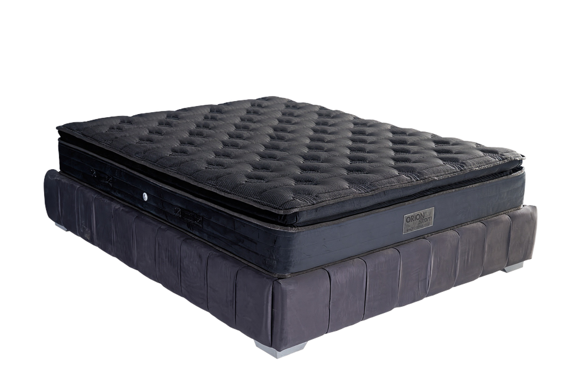 3606 Smart Black Hyper Soft Super HR High Pocket G-Pillowtop — Κοντινή λεπτομέρεια: μαύρη επιφάνεια με βαθύ καπιτονέ.