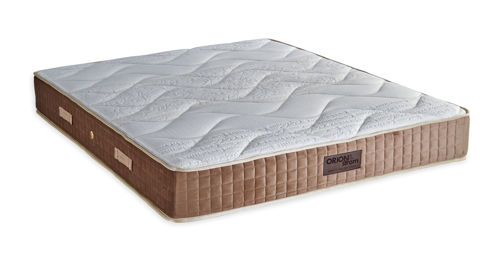 3001 Smart Cashmere Extra Plus — Πλάγια όψη: λευκή επιφάνεια με κυματιστές ραφές και καφέ καπιτονέ πλαϊνή φάσα. Αίσθηση: μέτρια προς σκληρή. Ορθοπεδικό στρώμα.