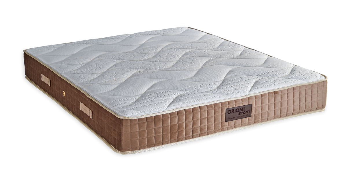 3001 Smart Cashmere Extra Plus — Πλάγια όψη: λευκή επιφάνεια με κυματιστές ραφές και καφέ καπιτονέ πλαϊνή φάσα. Αίσθηση: μέτρια προς σκληρή. Ορθοπεδικό στρώμα.