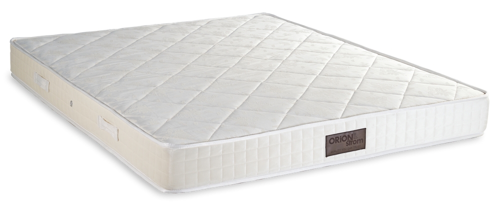 3007 Smart Aloe Cotton Basic — Πλάγια όψη: λευκή επιφάνεια με γεωμετρικές ραφές και ανοιχτόχρωμο πλαϊνό ύφασμα. Αίσθηση: μέτρια. Ορθοπεδικό στρώμα.