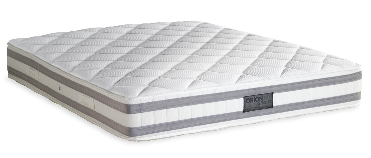 3014 Smart Excellence Latex High Pocket — Πλάγια όψη: λευκή καπιτονέ επιφάνεια και γκρι οριζόντιες περιμετρικές λωρίδες. Αίσθηση: μαλακή. Ανατομικό στρώμα.