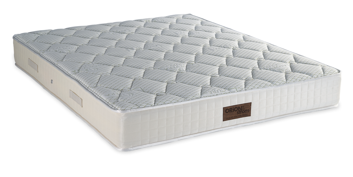 323 Smart Aloe Vera Cotton HR Tablet Coco — Πλάγια όψη: λευκή καπιτονέ επιφάνεια με μικρούς ρόμβους και εκρού πλαϊνό ύφασμα. Αίσθηση: μέτρια προς σκληρή. Ορθοπεδικό στρώμα.