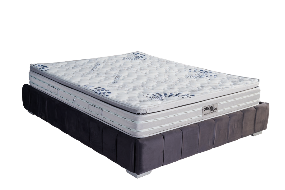 3601 Smart Silvercare Extra Plus G-Pillowtop — Πλάγια όψη: λευκή καπιτονέ επιφάνεια σε στρώμα επάνω σε σκούρα υφασμάτινη βάση. Αίσθηση: μέτρια προς σκληρή. Ορθοπεδικό στρώμα.