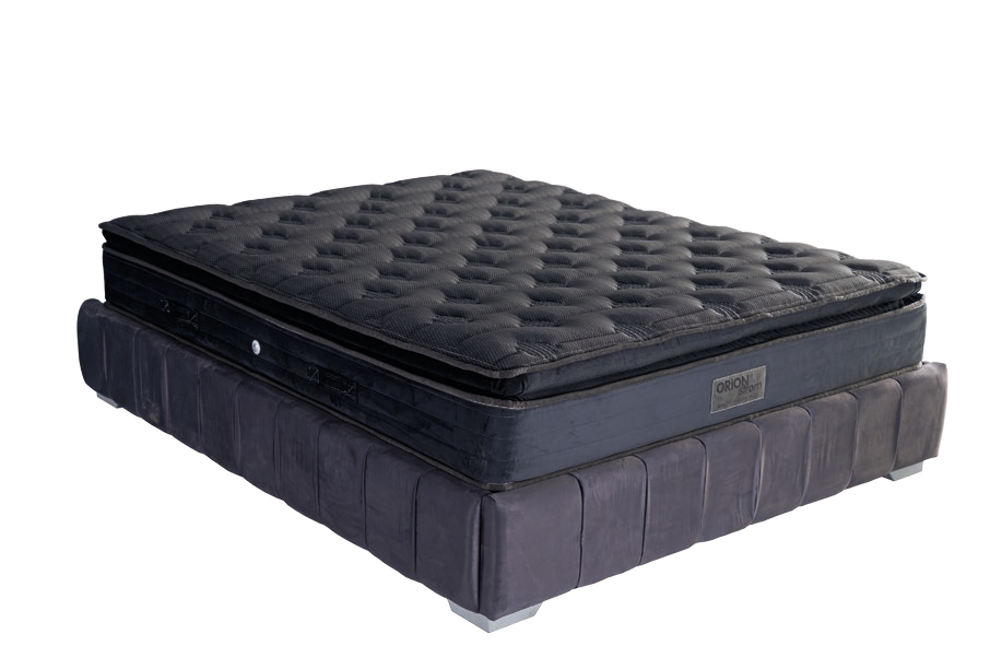 3606 Smart Black Hyper Soft Super HR High Pocket G-Pillowtop — Πλάγια όψη: μαύρη επιφάνεια με βαθύ καπιτονέ σε στρώμα επάνω σε σκούρα υφασμάτινη βάση. Αίσθηση: μαλακή. Ανατομικό στρώμα.
