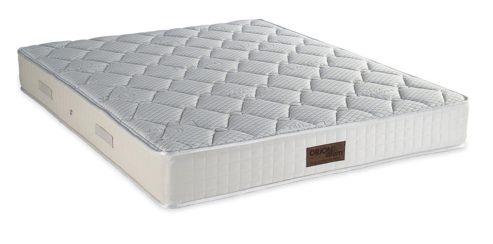 397 Smart Aloe Vera Cotton HR Pocket Coco — Πλάγια όψη: λευκή καπιτονέ επιφάνεια με μικρούς ρόμβους και εκρού πλαϊνό ύφασμα. Αίσθηση: σκληρή. Ανατομικό στρώμα.