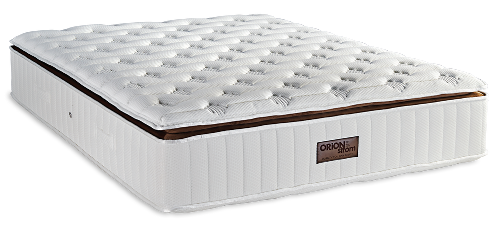 471 Smart Excellence Special Hyper Soft Double Pocket G-Pillowtop — Πλάγια όψη: λευκή καπιτονέ επιφάνεια με καφέ περίγραμμα και κάθετες πλαϊνές ραφές. Αίσθηση: μέτρια προς μαλακή. Ανατομικό στρώμα.