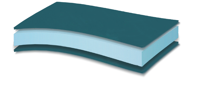 497 Smart Medical Foam 300 — Τομή με πετρόλ εξωτερικό κάλυμμα και γαλάζιο αφρώδη πυρήνα. Συνολική αίσθηση: μέτρια.
