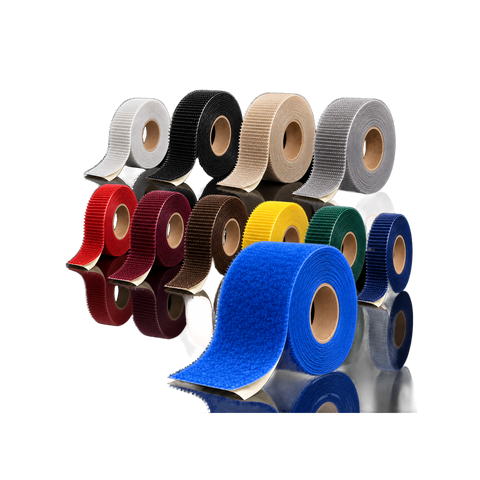 Self-adhesive hook and loop tape 25 m/roll · all colours