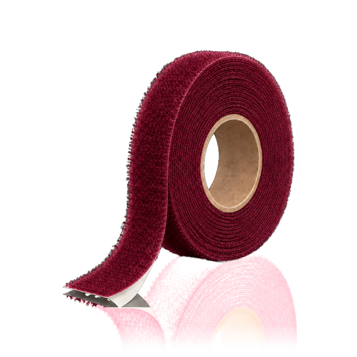 Self-adhesive hook and loop tape 25 m/roll — Self-adhesive hook and loop tape 25 m/roll · Loop (soft) · 2 cm · Burgundy