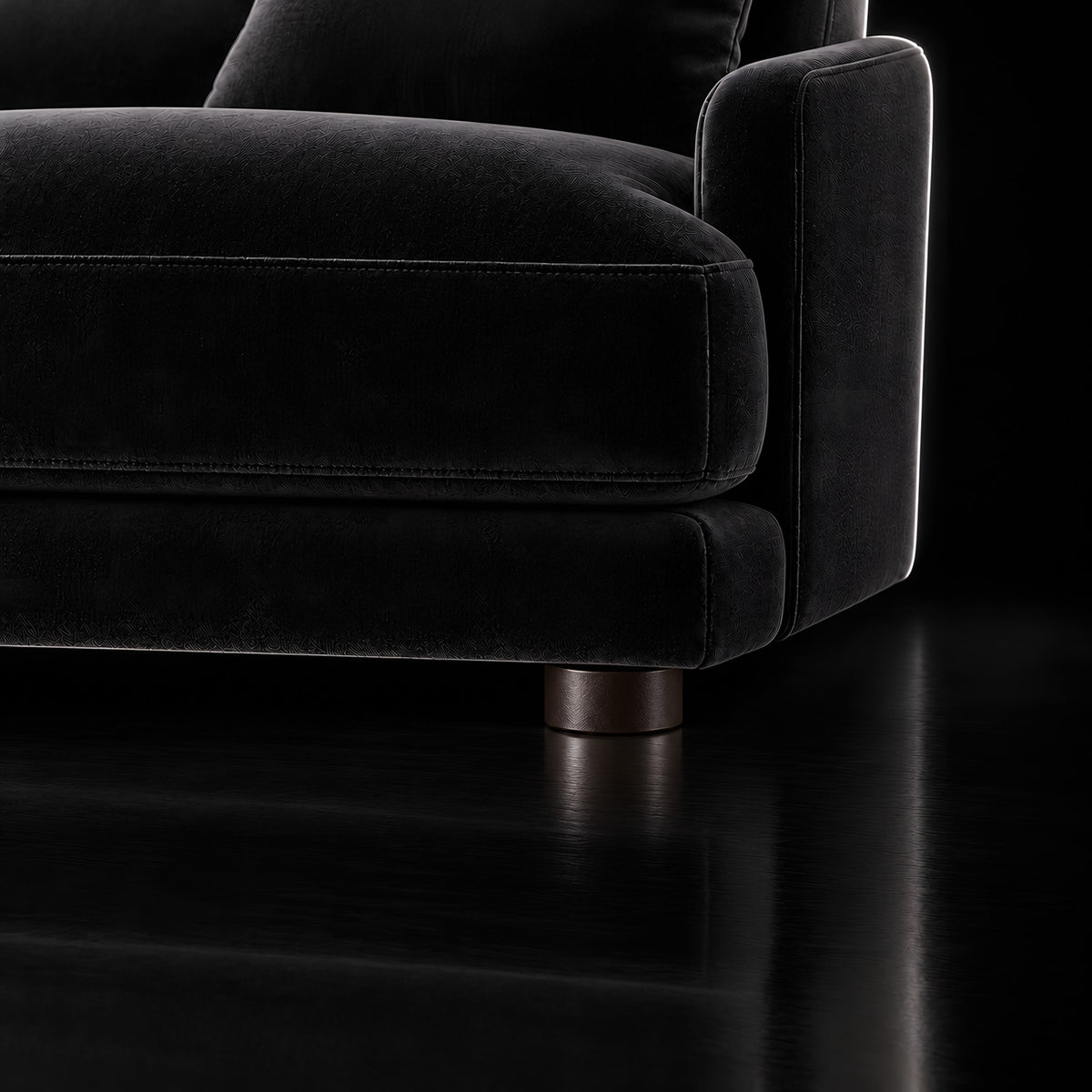 Plastic leg with screw 5 cm — Plastic leg with screw 5 cm · on a sofa, black studio