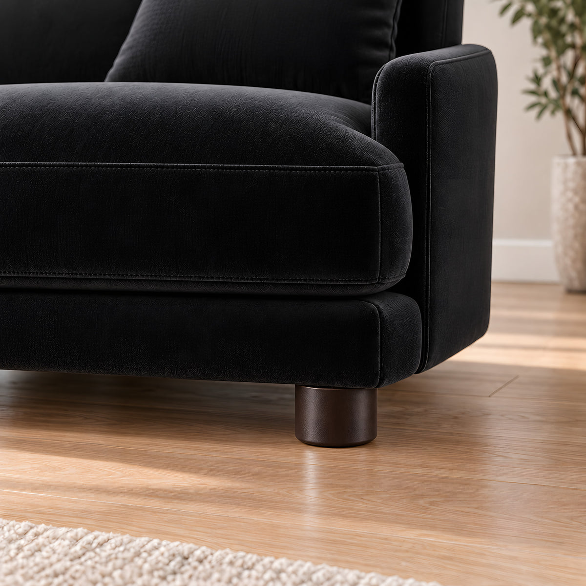 Plastic leg with screw 7 cm — Plastic leg with screw 7 cm · on a sofa, living room