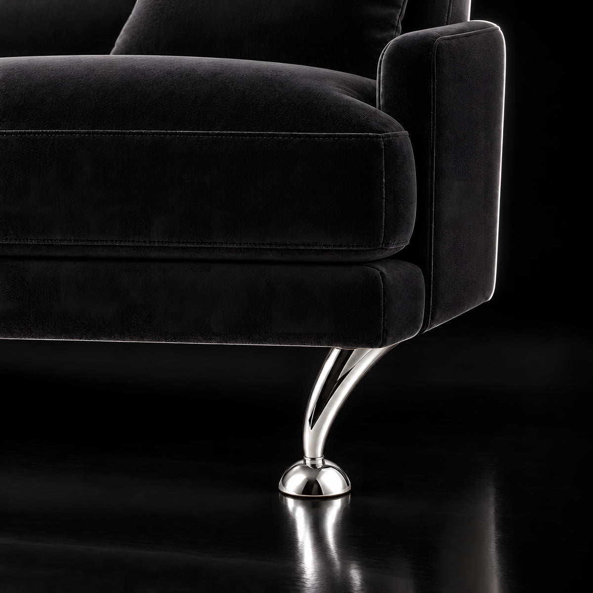 Metal leg F111 — Metal leg F111 · on a sofa, black studio