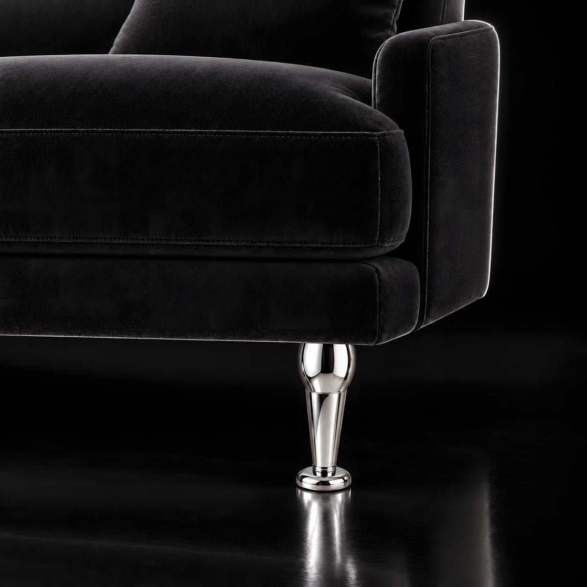 Metal leg F140 — Metal leg F140 · on a sofa, black studio