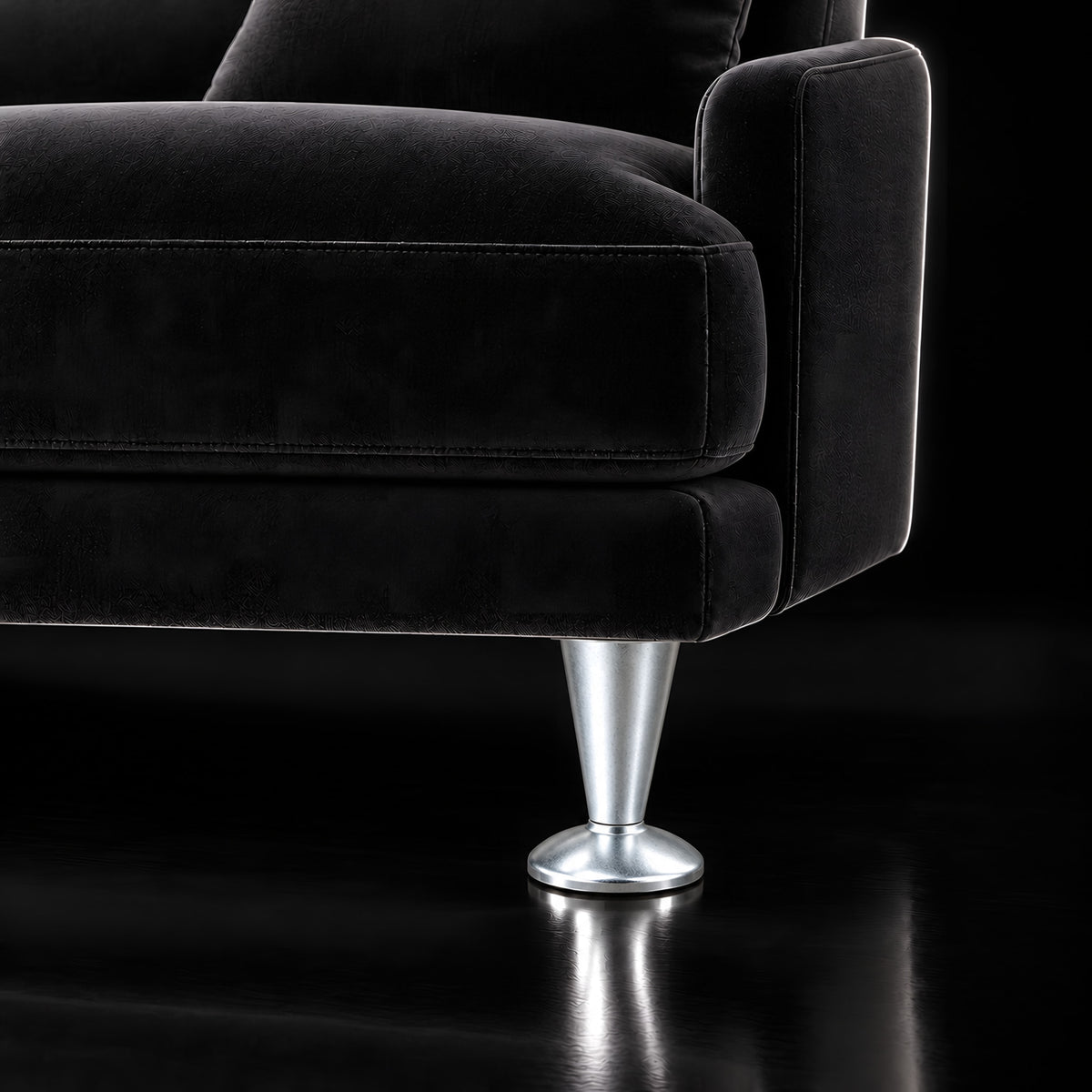 Metal leg F144 — Metal leg F144 · on a sofa, black studio