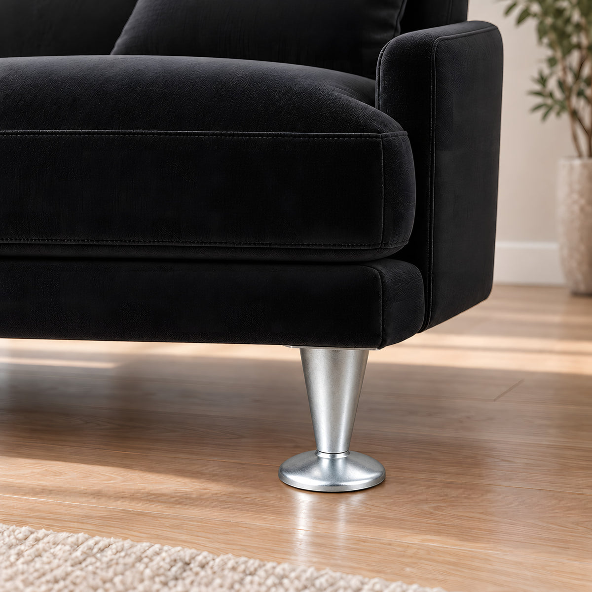 Metal leg F144 — Metal leg F144 · on a sofa, living room