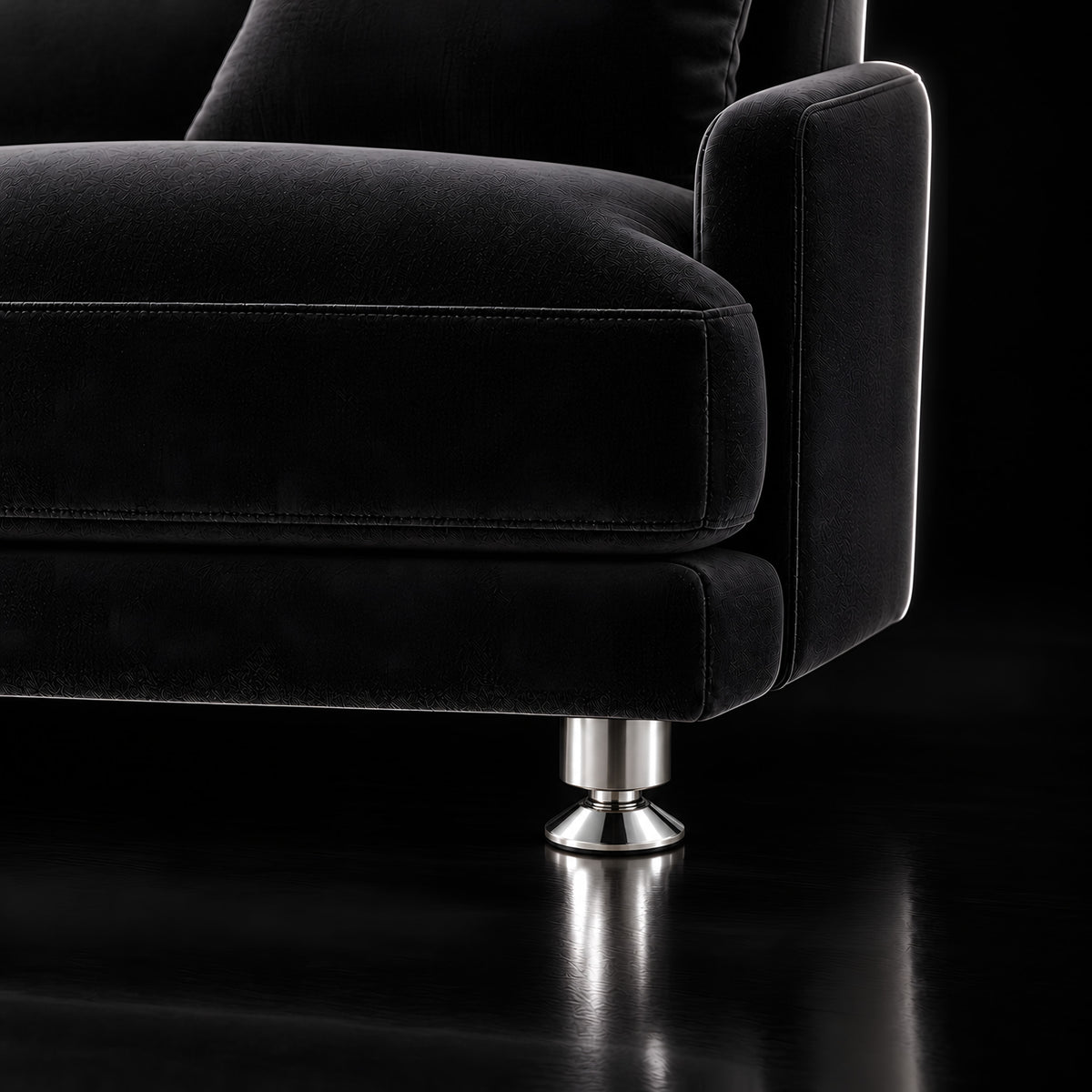 Metal leg F176 — Metal leg F176 · on a sofa, black studio