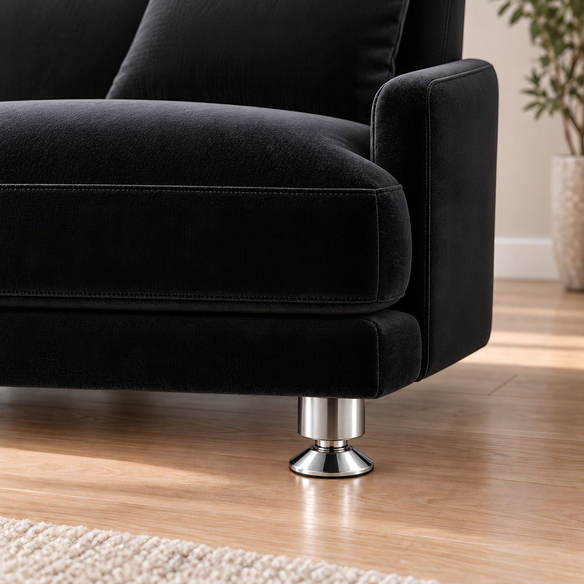 Metal leg F176 — Metal leg F176 · on a sofa, living room