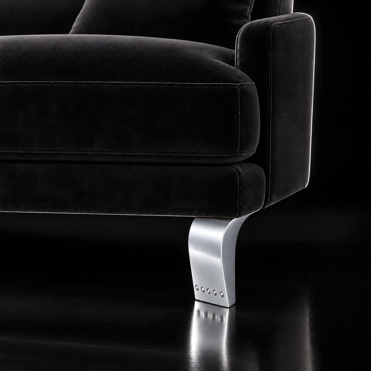 Metal leg F185 — Metal leg F185 · on a sofa, black studio