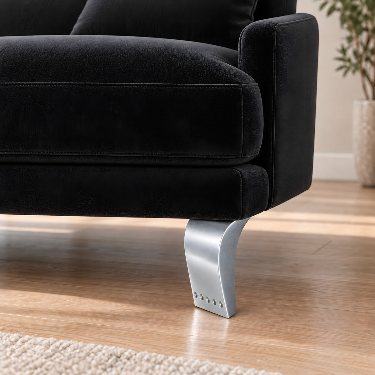 Metal leg F185 — Metal leg F185 · on a sofa, living room