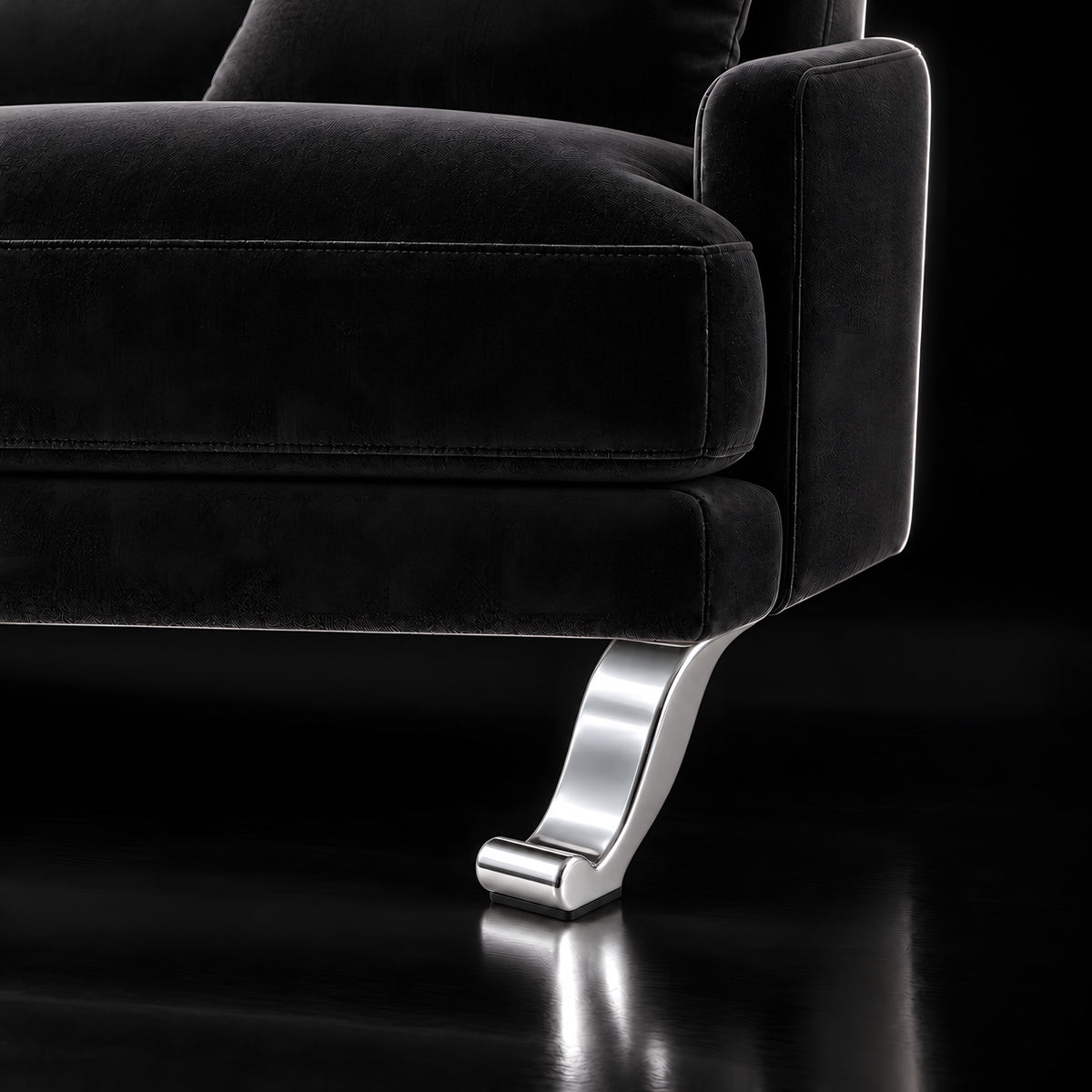 Metal leg F228 — Metal leg F228 · on a sofa, black studio