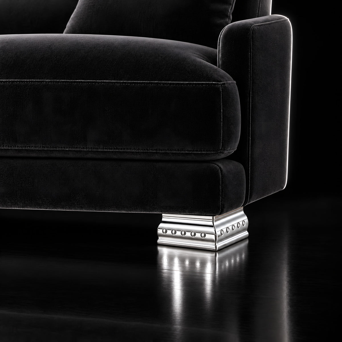 Metal leg F275 — Metal leg F275 · on a sofa, black studio