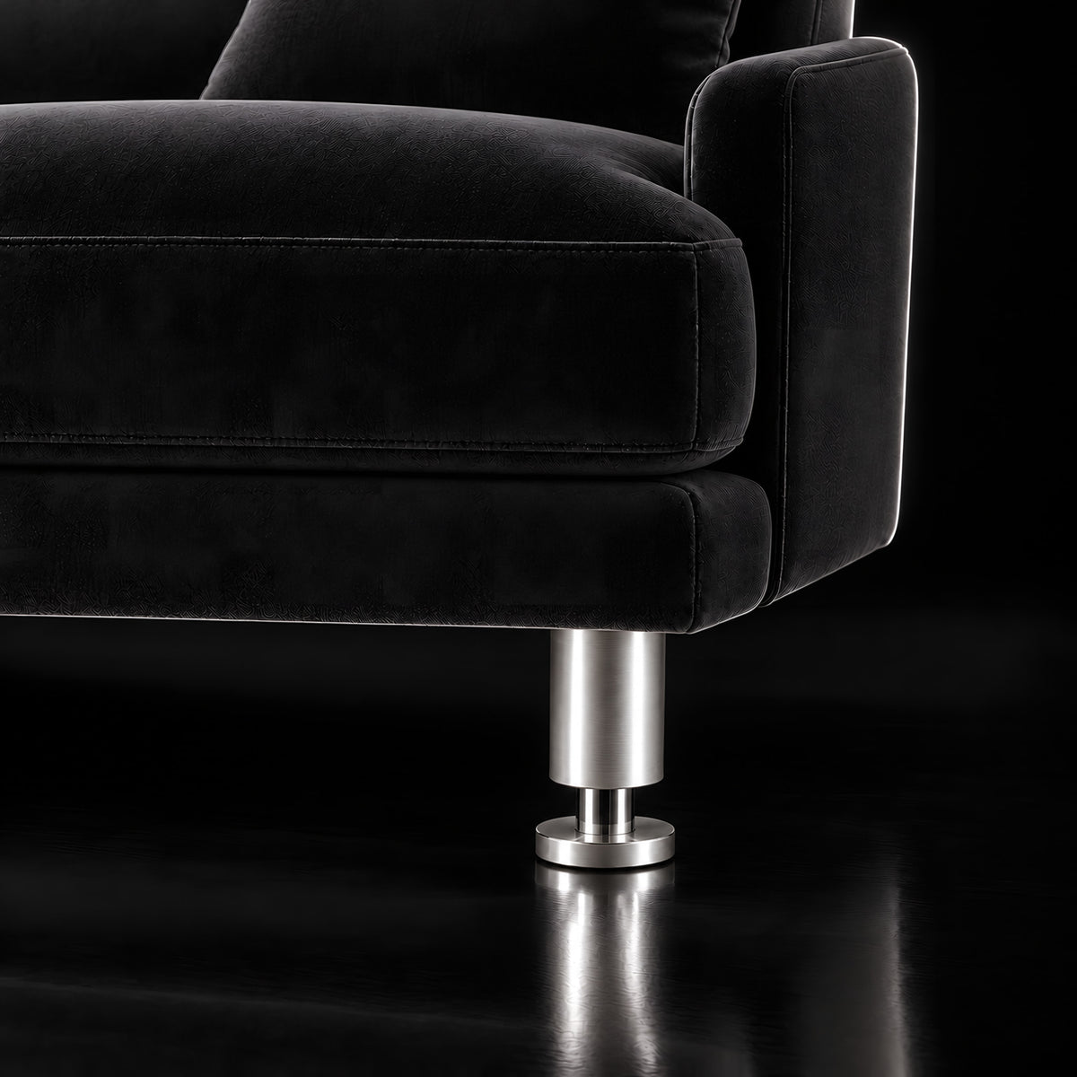 Metal leg F304 — Metal leg F304 · on a sofa, black studio