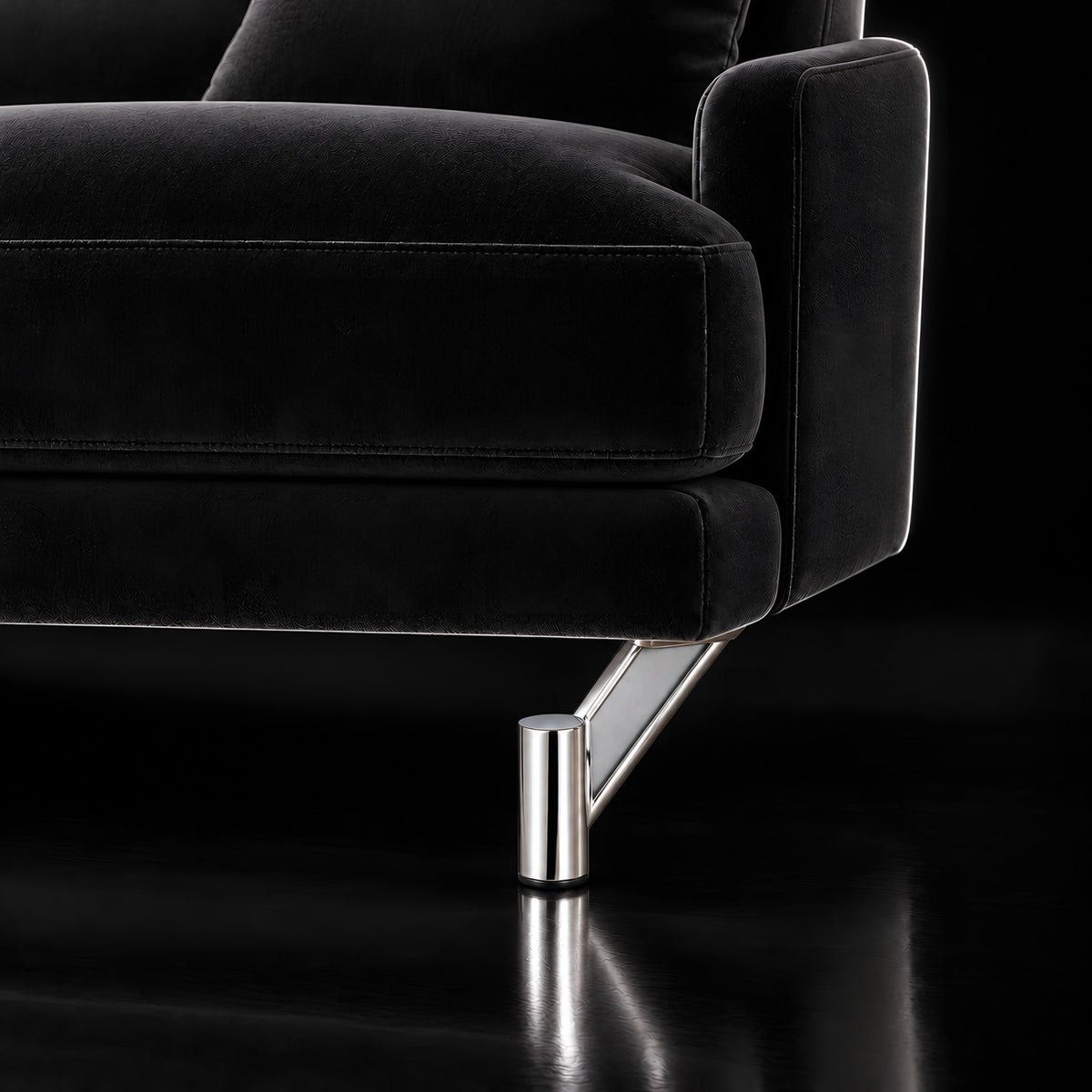 Metal leg F306 — Metal leg F306 · on a sofa, black studio