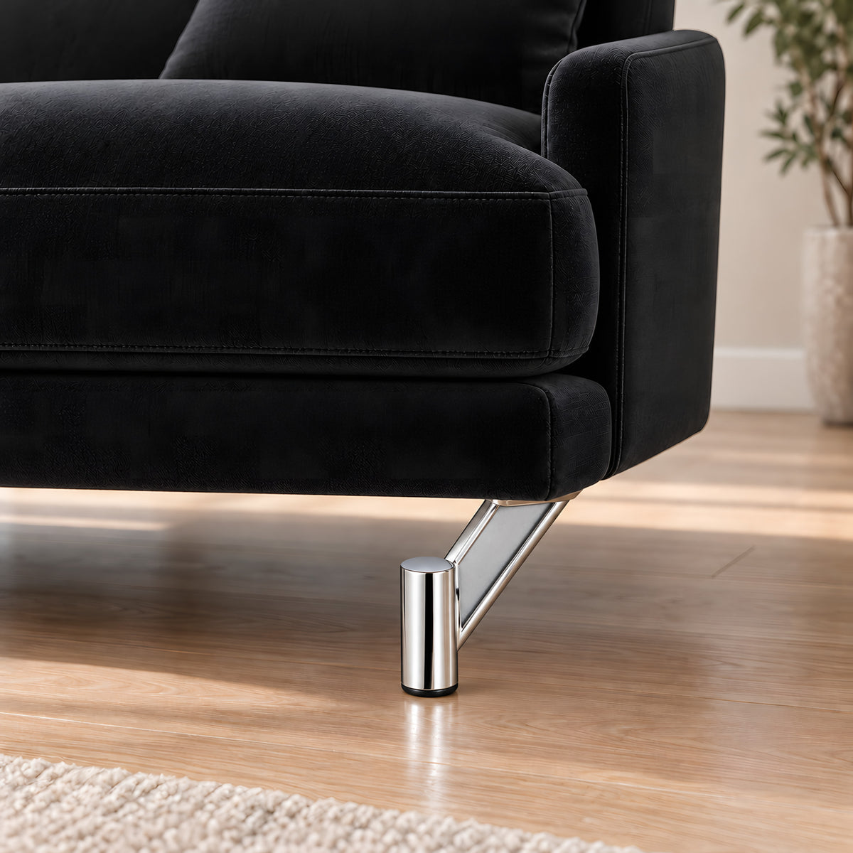 Metal leg F306 — Metal leg F306 · on a sofa, living room