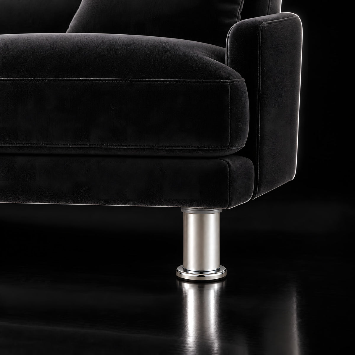 Metal leg F319 — Metal leg F319 · on a sofa, black studio