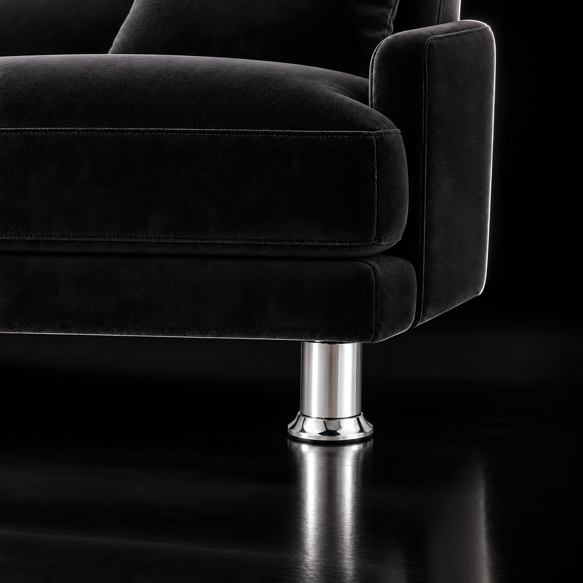 Metal leg F254a — Metal leg F254a · on a sofa, black studio