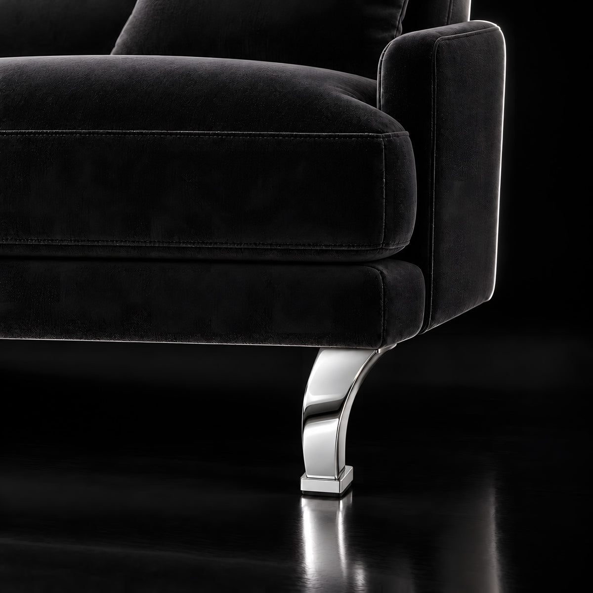 Metal leg F315 11 cm — Metal leg F315 11 cm · on a sofa, black studio