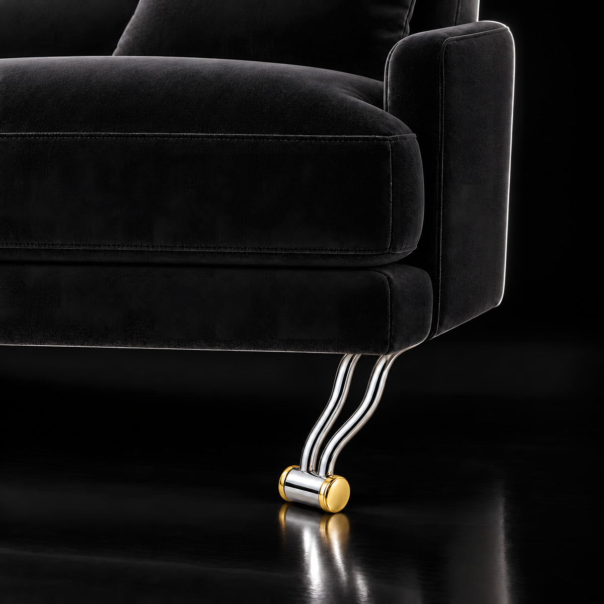 Metal leg A343 — Metal leg A343 · on a sofa, black studio