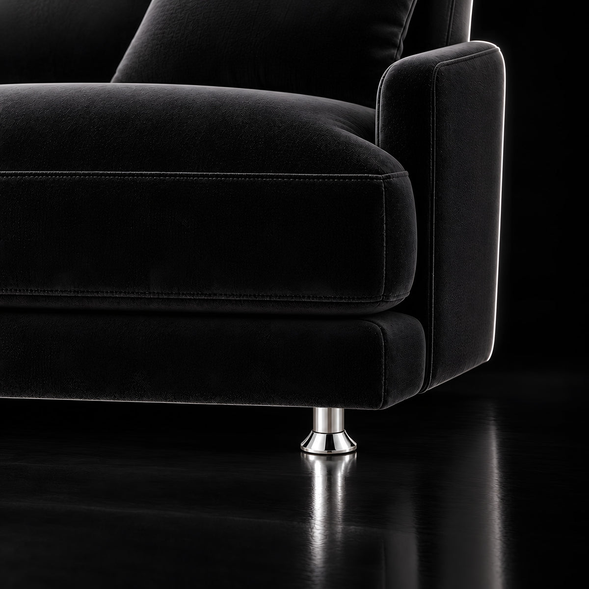 Metal leg A717 5 cm — Metal leg A717 5 cm · on a sofa, black studio