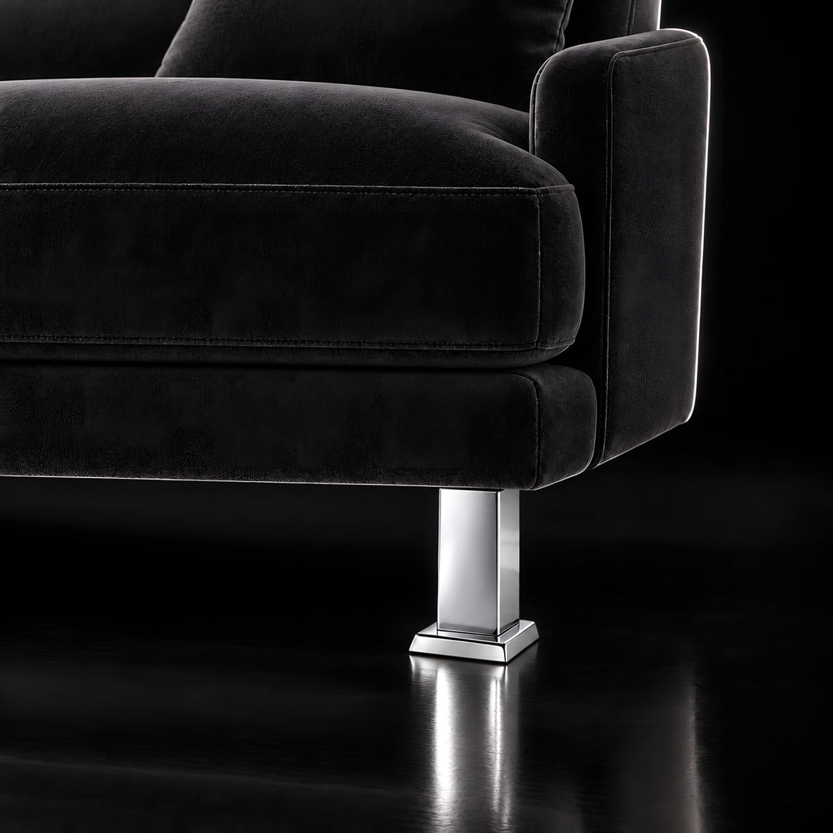 Metal leg A963A — Metal leg A963A · on a sofa, black studio