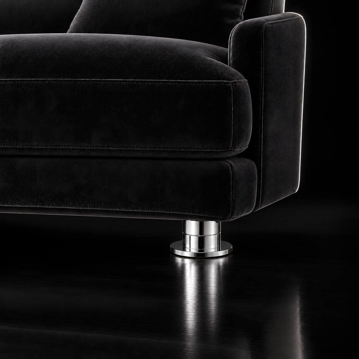 Metal leg A964A — Metal leg A964A · on a sofa, black studio