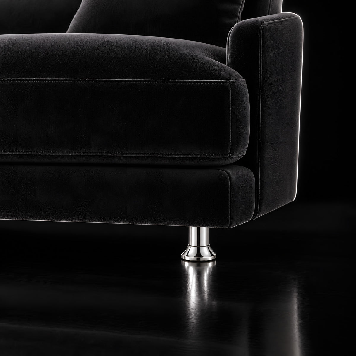 Metal leg A717 5 cm Φ38 — Metal leg A717 5 cm Φ38 · on a sofa, black studio
