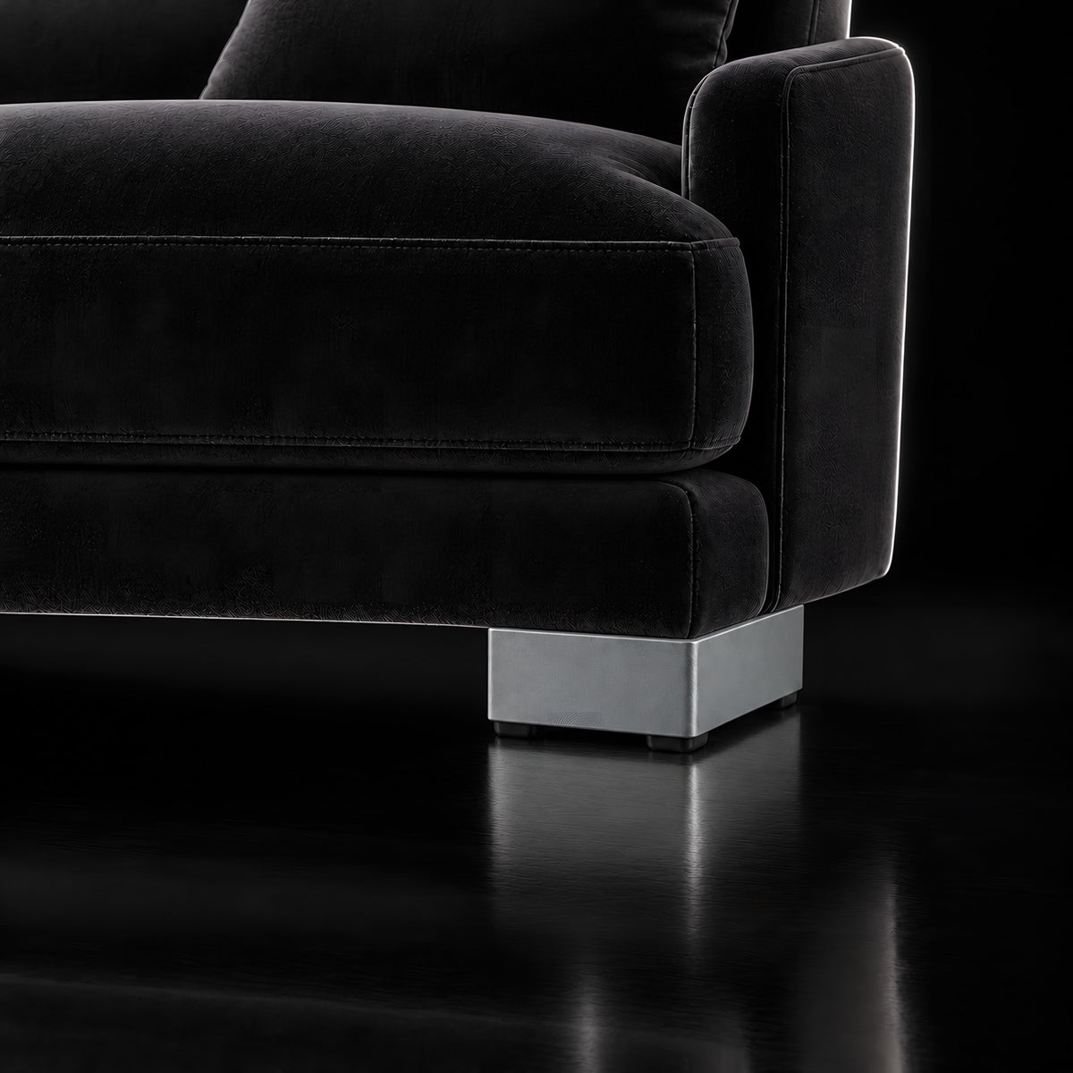 Metal leg A954C matt — Metal leg A954C matt · on a sofa, black studio