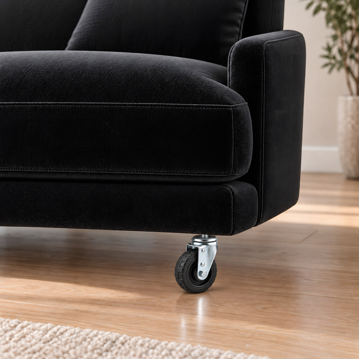 Caster K 255 50 mm with screw — Caster K 255 50 mm with screw · on a sofa, living room