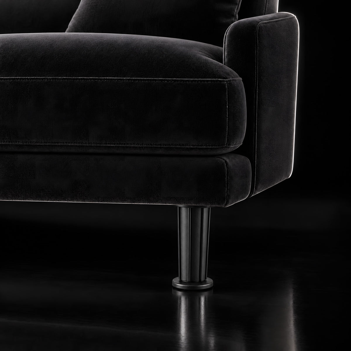 Plastic leg K591 KR 10 cm — Plastic leg K591 KR 10 cm · on a sofa, black studio