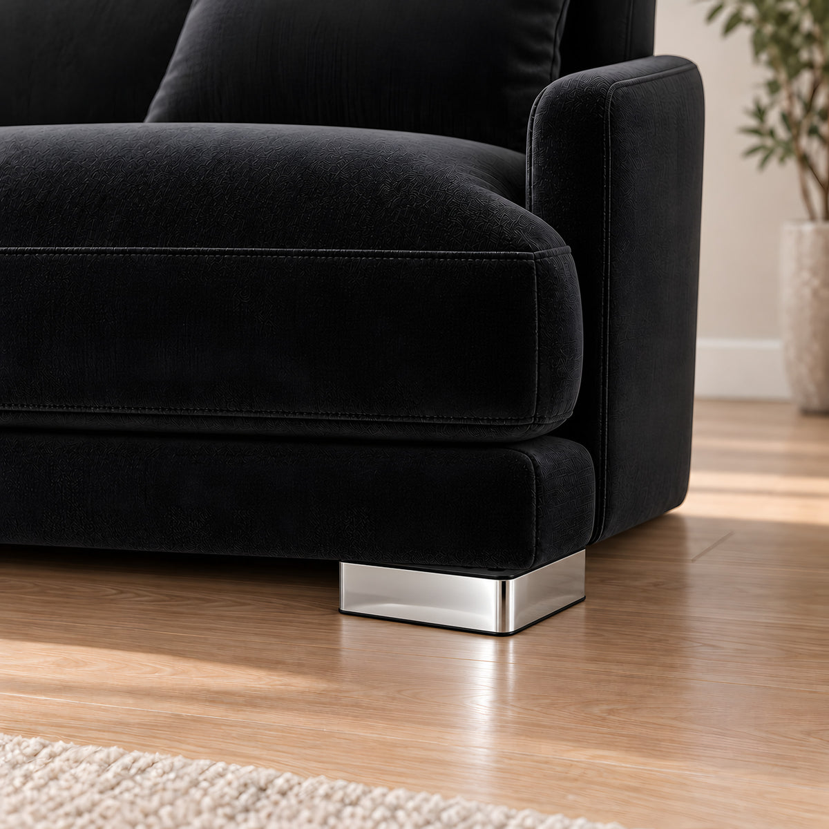 Plastic leg K01 square corner — Plastic leg K01 square corner · on a sofa, living room
