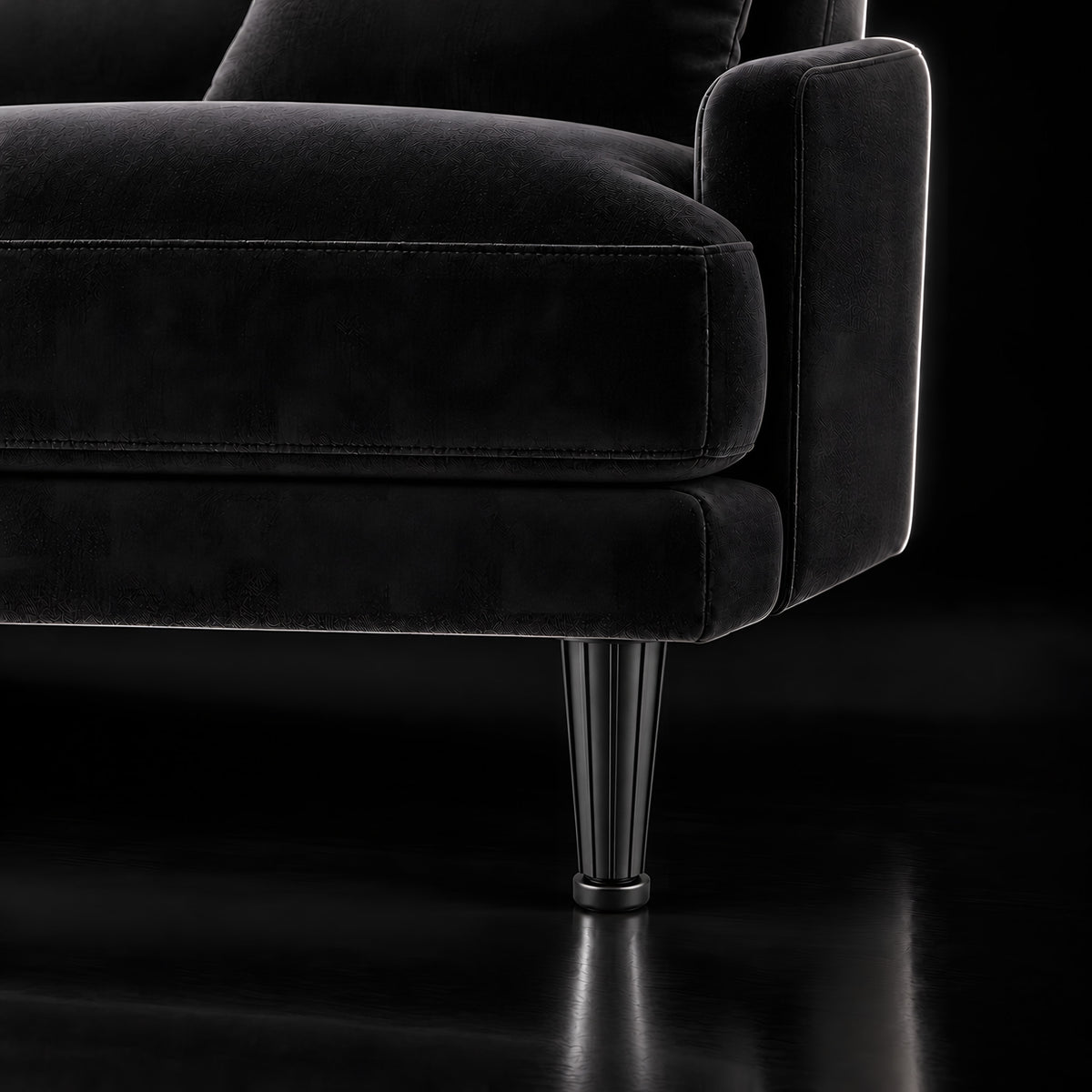 Plastic leg K541-G — Plastic leg K541-G · on a sofa, black studio
